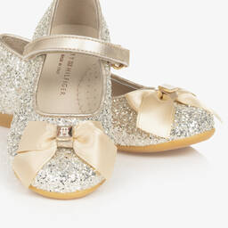 Tommy Hilfiger-بمب باليرينا جلد وغليتر لون ذهبي للبنات | Childrensalon Outlet