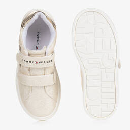 Tommy Hilfiger-Girls Gold Glitter Trainers | Childrensalon Outlet