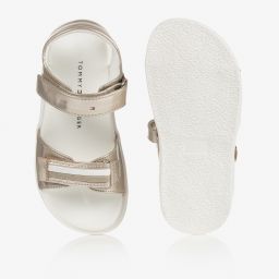Tommy Hilfiger-Girls Gold & White Sandals | Childrensalon Outlet