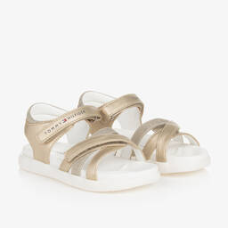 Tommy Hilfiger-Girls Gold & White Sparkle Sandals | Childrensalon Outlet