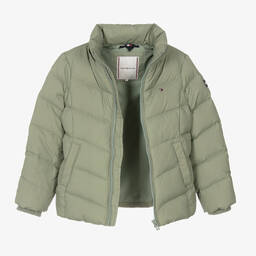 Tommy Hilfiger-Girls Green Puffer Jacket | Childrensalon Outlet