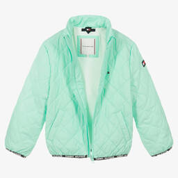 Tommy Hilfiger-Girls Green Quilted Jacket | Childrensalon Outlet
