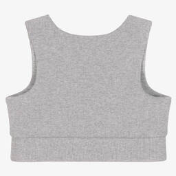 Tommy Hilfiger-Girls Grey Ribbed Jersey Crop Top | Childrensalon Outlet