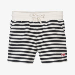 Tommy Hilfiger-Girls Ivory & Blue Stripe Cotton Shorts | Childrensalon Outlet