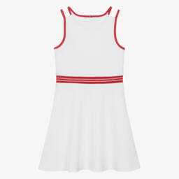 Tommy Hilfiger-Girls Ivory Flare Dress with Red Trim | Childrensalon Outlet