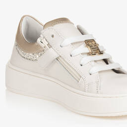 Tommy Hilfiger-Кремово-золотистые кожаные кроссовки для девочек | Childrensalon Outlet