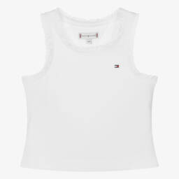 Tommy Hilfiger-قميص داخلي قطني مضلع عاجي للبنات | Childrensalon Outlet