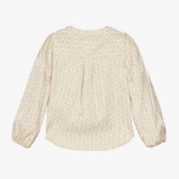 Tommy Hilfiger-Girls Ivory Satin TH Monogram Blouse | Childrensalon Outlet