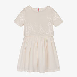 Tommy Hilfiger-Girls Ivory Sequin Dress | Childrensalon Outlet