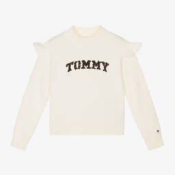 Tommy Hilfiger-Кремовый свитер с пайетками и логотипом | Childrensalon Outlet