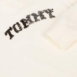 Tommy Hilfiger-Кремовый свитер с пайетками и логотипом | Childrensalon Outlet