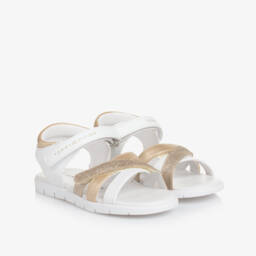 Tommy Hilfiger-Girls Luxe White & Gold Sandals | Childrensalon Outlet