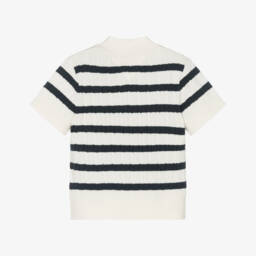 Tommy Hilfiger-Girls Nautical Ivory Striped Cable Sweater | Childrensalon Outlet