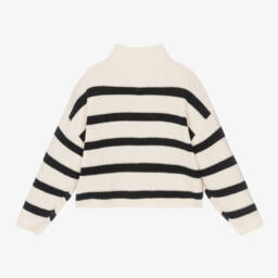 Tommy Hilfiger-Кремово-синий вязаный свитер из хлопка для девочек | Childrensalon Outlet