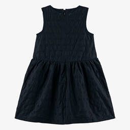 Tommy Hilfiger-Girls Navy Blue Broderie Anglaise Dress | Childrensalon Outlet