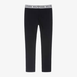 Tommy Hilfiger-Girls Navy Blue Cotton Leggings | Childrensalon Outlet