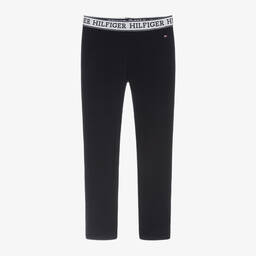 Tommy Hilfiger-Girls Navy Blue Cotton Leggings | Childrensalon Outlet