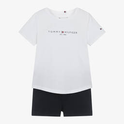 Tommy Hilfiger-Girls Navy Blue Cotton Shorts Set | Childrensalon Outlet