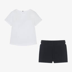 Tommy Hilfiger-Girls Navy Blue Cotton Shorts Set | Childrensalon Outlet