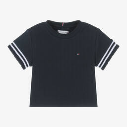 Tommy Hilfiger-Girls Navy Blue Cotton T-Shirt | Childrensalon Outlet