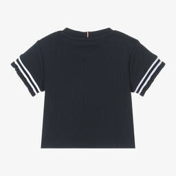 Tommy Hilfiger-Girls Navy Blue Cotton T-Shirt | Childrensalon Outlet