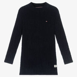 Tommy Hilfiger-Girls Navy Blue Knitted Dress | Childrensalon Outlet