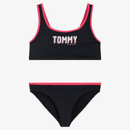Tommy Hilfiger-Girls Navy Blue Logo Bikini | Childrensalon Outlet