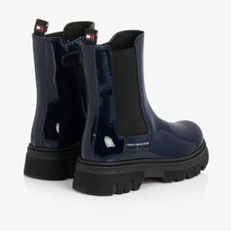 Tommy Hilfiger-بوت جلد صناعي لامع لون كحلي للبنات | Childrensalon Outlet