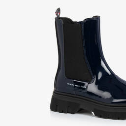 Tommy Hilfiger-بوت جلد صناعي لامع لون كحلي للبنات | Childrensalon Outlet