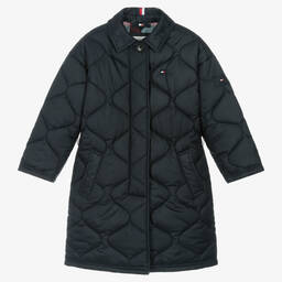 Tommy Hilfiger-Girls Navy Blue Quilted Coat | Childrensalon Outlet