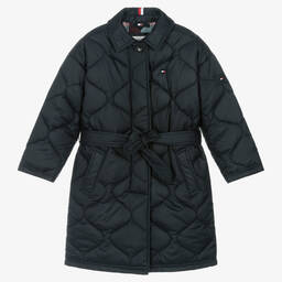 Tommy Hilfiger-Girls Navy Blue Quilted Coat | Childrensalon Outlet