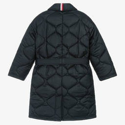 Tommy Hilfiger-Girls Navy Blue Quilted Coat | Childrensalon Outlet