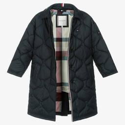 Tommy Hilfiger-Girls Navy Blue Quilted Coat | Childrensalon Outlet