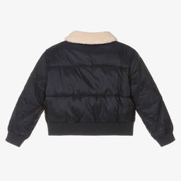 Tommy Hilfiger-Girls Navy Blue Quilted Puffer Jacket | Childrensalon Outlet
