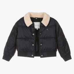 Tommy Hilfiger-Girls Navy Blue Quilted Puffer Jacket | Childrensalon Outlet
