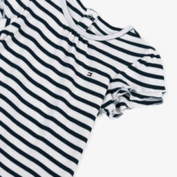 Tommy Hilfiger-Girls Navy Striped Cotton Top | Childrensalon Outlet