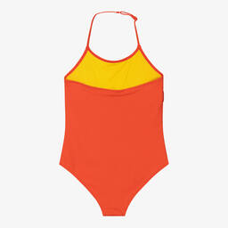 Tommy Hilfiger-Girls Orange Flag Logo Swimsuit | Childrensalon Outlet
