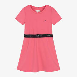 Tommy Hilfiger-Girls Pink Belted Skater Dress | Childrensalon Outlet