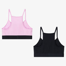Tommy Hilfiger-Girls Pink & Black Cotton Bralettes (2 Pack) | Childrensalon Outlet