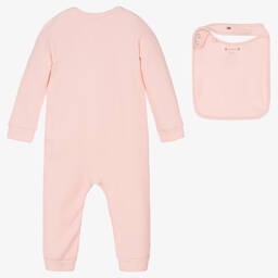 Tommy Hilfiger-طقم أفرول ومريلة قطن لون زهري للمولودات | Childrensalon Outlet