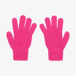 Tommy Hilfiger-قفّازات مزيج قطن محبوك لون زهري فيوشيا للبنات | Childrensalon Outlet