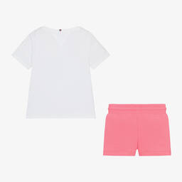 Tommy Hilfiger-Girls Pink Cotton Shorts Set | Childrensalon Outlet