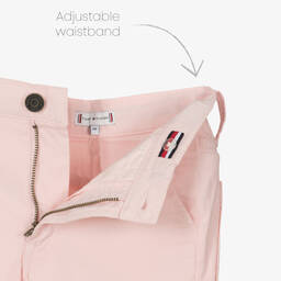 Tommy Hilfiger-Girls Pink Cotton Wide Leg Chino Trousers | Childrensalon Outlet
