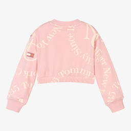 Tommy Hilfiger-Girls Pink Cropped Sweatshirt | Childrensalon Outlet