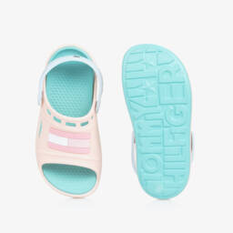 Tommy Hilfiger-صنادل مطاطية وردية للبنات بشعار مميز | Childrensalon Outlet