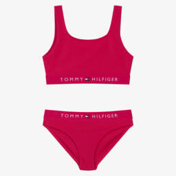 Tommy Hilfiger-Girls Pink Flag Logo Bikini | Childrensalon Outlet