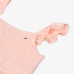 Tommy Hilfiger-بلوزة قطنية وردية مزينة بالكشكش للبنات | Childrensalon Outlet