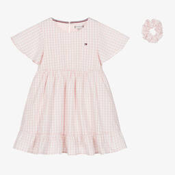 Tommy Hilfiger-Girls Pink Gingham Dress & Scrunchy Set | Childrensalon Outlet