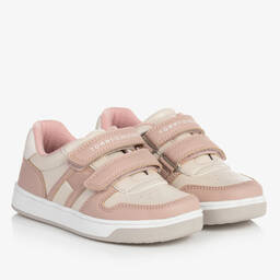 Tommy Hilfiger-Girls Pink & Ivory Velcro Trainers | Childrensalon Outlet