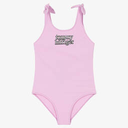 Tommy Hilfiger-Girls Purple Logo Swimsuit | Childrensalon Outlet